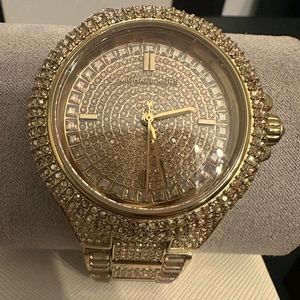 NEW MICHAEL KORS CAMILLE GOLD,PAVE CRYSTALS COVERED BRACELET WATCH MK5720